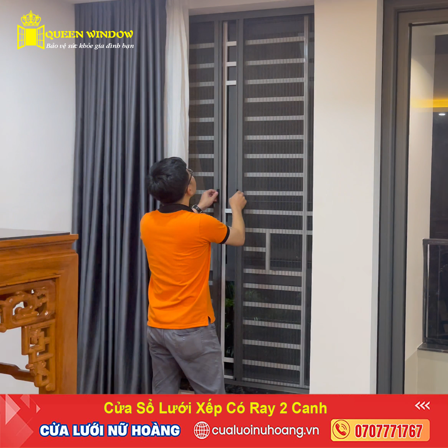 cua-so-luoi-xep-co-ray-2-canh-1 Cửa Sổ Lưới Xếp Có Ray 2 Cánh